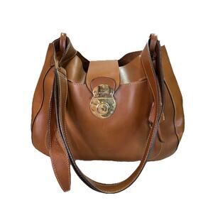 Boldrini Selleria Leather Shoulder Bag Tan Italy Genuine Florentine Vacchetta